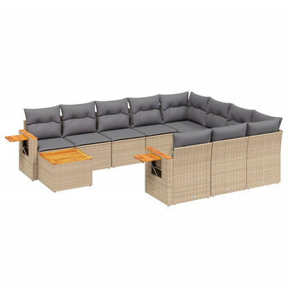 Set Divani da Giardino 11 pz con Cuscini Beige in Polyrattan - homemem39