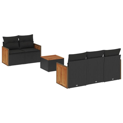 Set Divano da Giardino 6 pz con Cuscini Nero in Polyrattan | homemem39