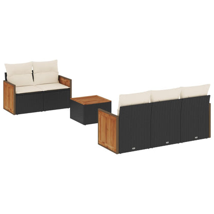 Set Divano da Giardino 6 pz con Cuscini Nero in Polyrattan - homemem39