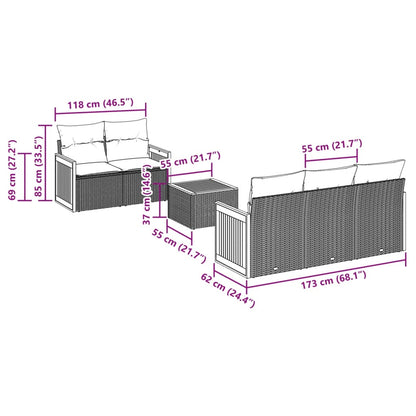 Set Divano da Giardino 6 pz con Cuscini Nero in Polyrattan | homemem39