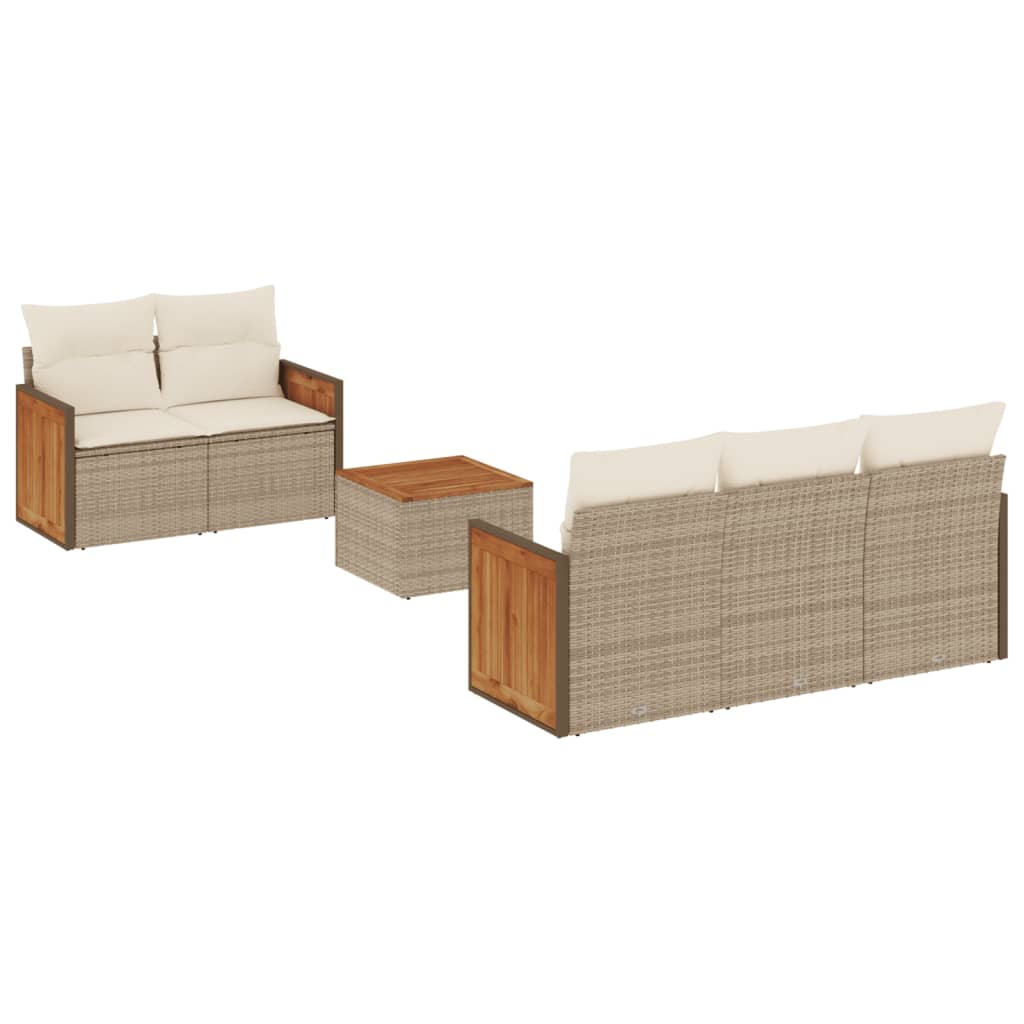 Set Divano da Giardino 6 pz con Cuscini Beige in Polyrattan - homemem39