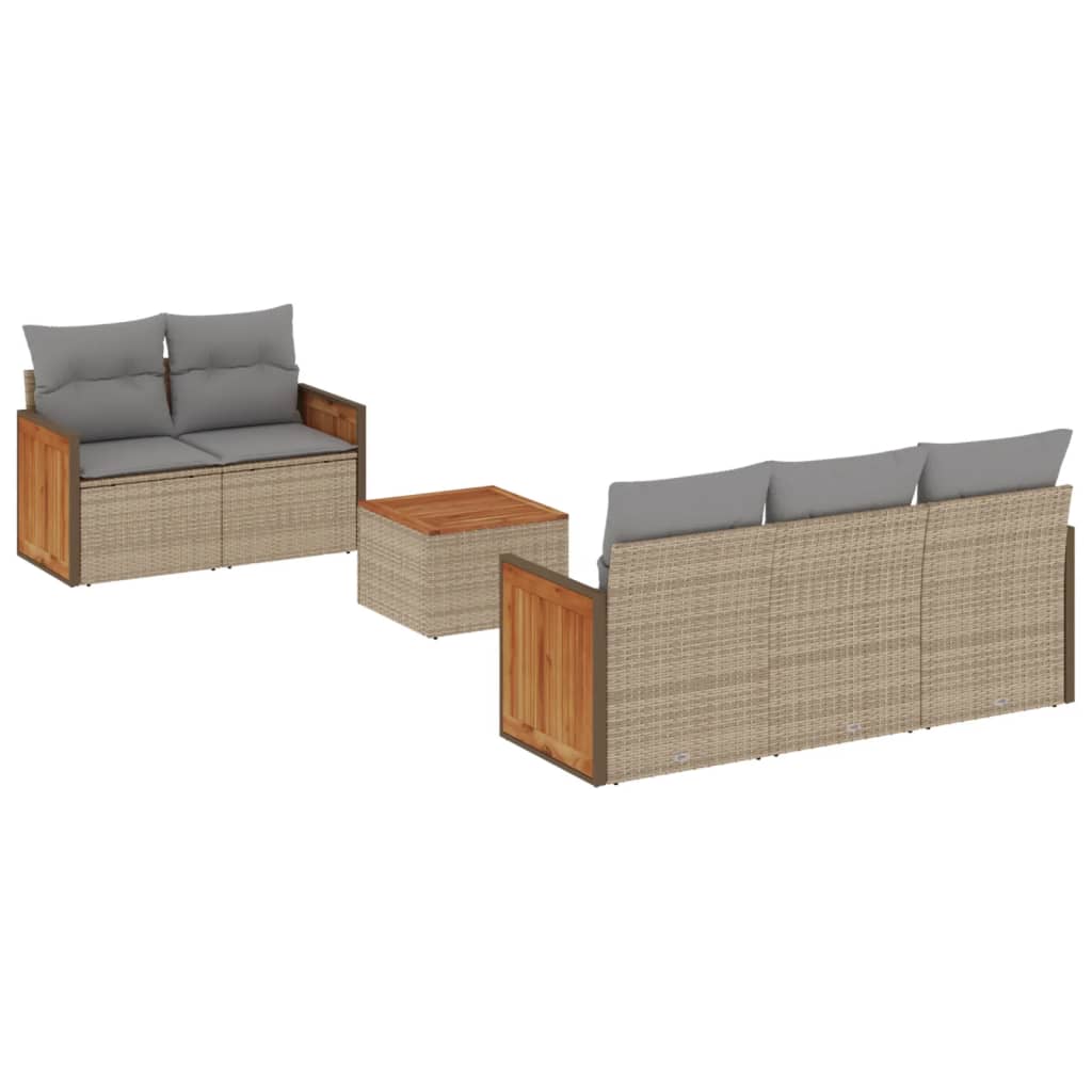Set Divano da Giardino 6 pz con Cuscini Beige in Polyrattan - homemem39