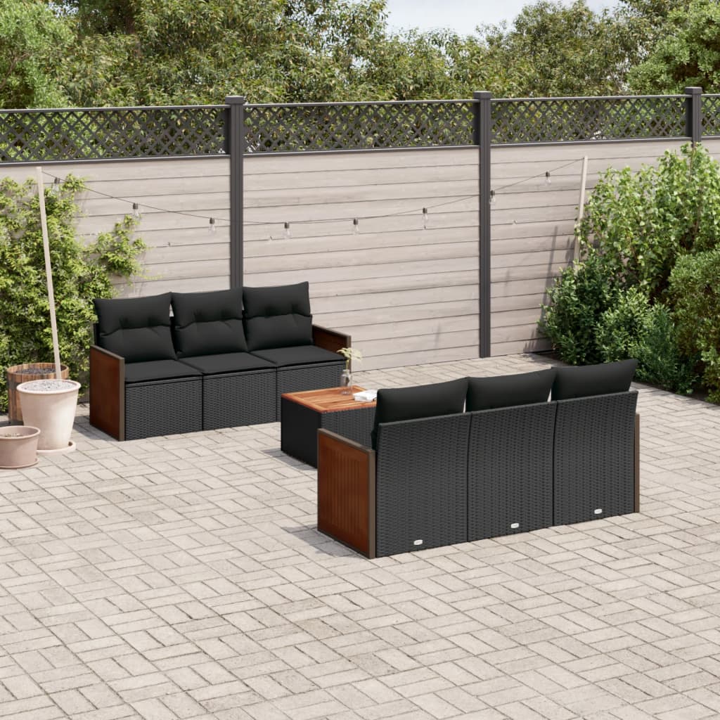 Set Divani da Giardino con Cuscini 7pz Nero Polyrattan - homemem39