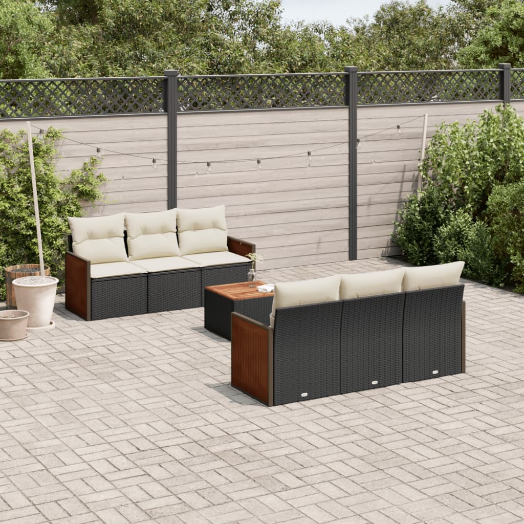 Set Divani da Giardino con Cuscini 7pz Nero Polyrattan - homemem39