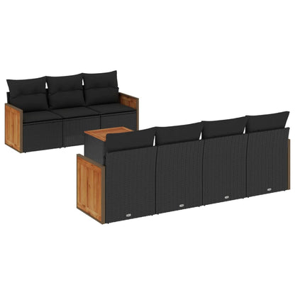 Set Divani da Giardino con Cuscini 8 pz Nero in Polyrattan - homemem39