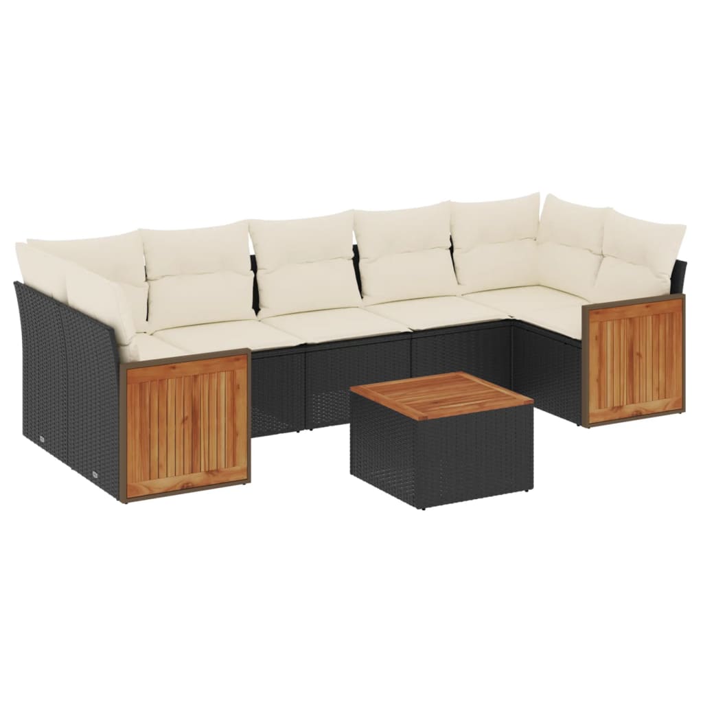 Set Divani da Giardino con Cuscini 8 pz Nero in Polyrattan - homemem39