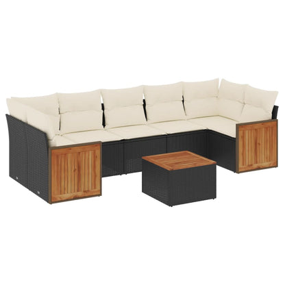 Set Divani da Giardino con Cuscini 8 pz Nero in Polyrattan - homemem39