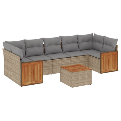 Set Divano da Giardino 8 pz con Cuscini Beige in Polyrattan - homemem39