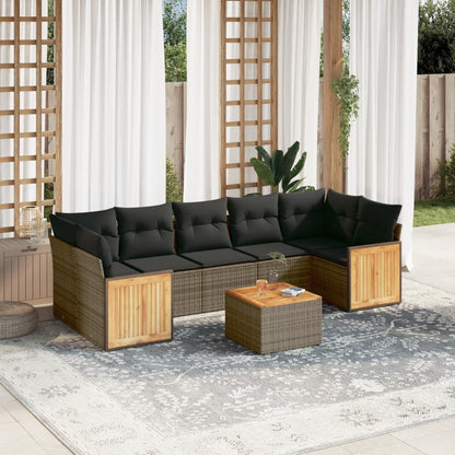 Set Divano da Giardino 8 pz con Cuscini Grigio in Polyrattan - homemem39
