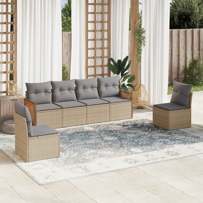 Set Divano da Giardino 6 pz con Cuscini Beige in Polyrattan - homemem39