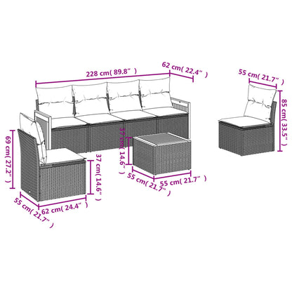 Set Divani da Giardino con Cuscini 7pz Nero Polyrattan | homemem39