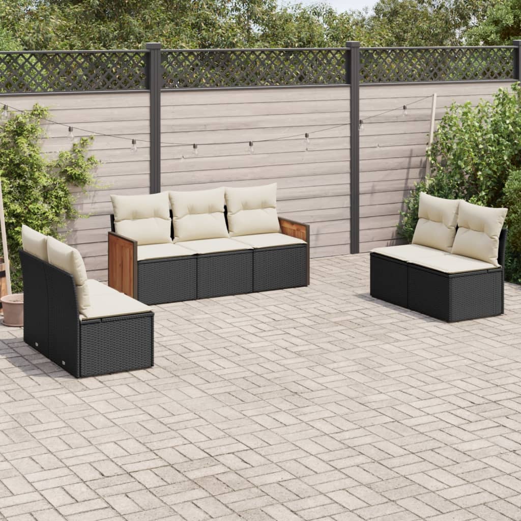 Set Divani da Giardino con Cuscini 7pz Nero Polyrattan - homemem39