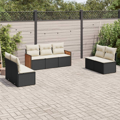 Set Divani da Giardino con Cuscini 7pz Nero Polyrattan - homemem39