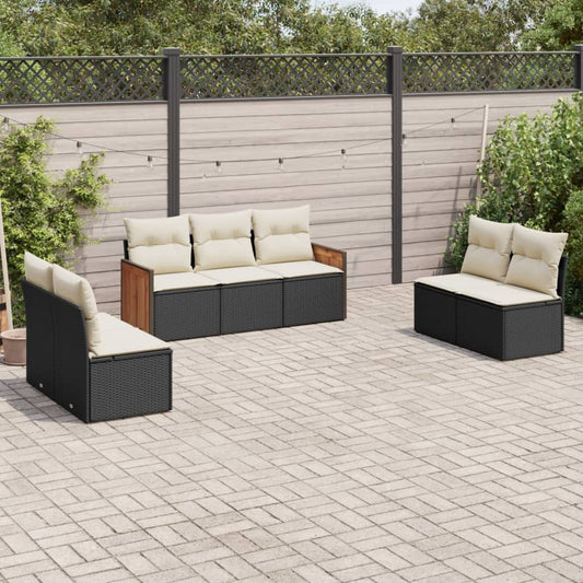 Set Divani da Giardino con Cuscini 7pz Nero Polyrattan - homemem39
