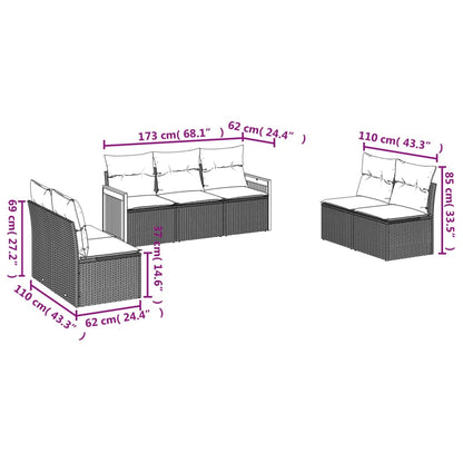 Set Divani da Giardino 7 pz con Cuscini Beige in Polyrattan | homemem39
