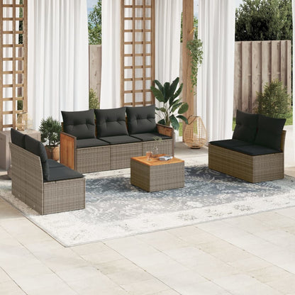Set Divano da Giardino 8 pz con Cuscini Grigio in Polyrattan - homemem39