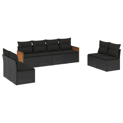 Set Divani da Giardino con Cuscini 8 pz Nero in Polyrattan - homemem39