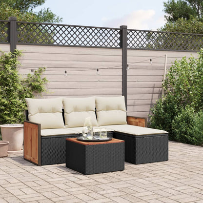 Set Divani da Giardino 5 pz con Cuscini in Polyrattan Nero - homemem39