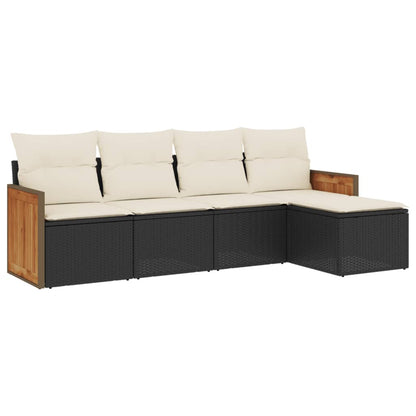 Set Divani da Giardino 5 pz con Cuscini in Polyrattan Nero - homemem39
