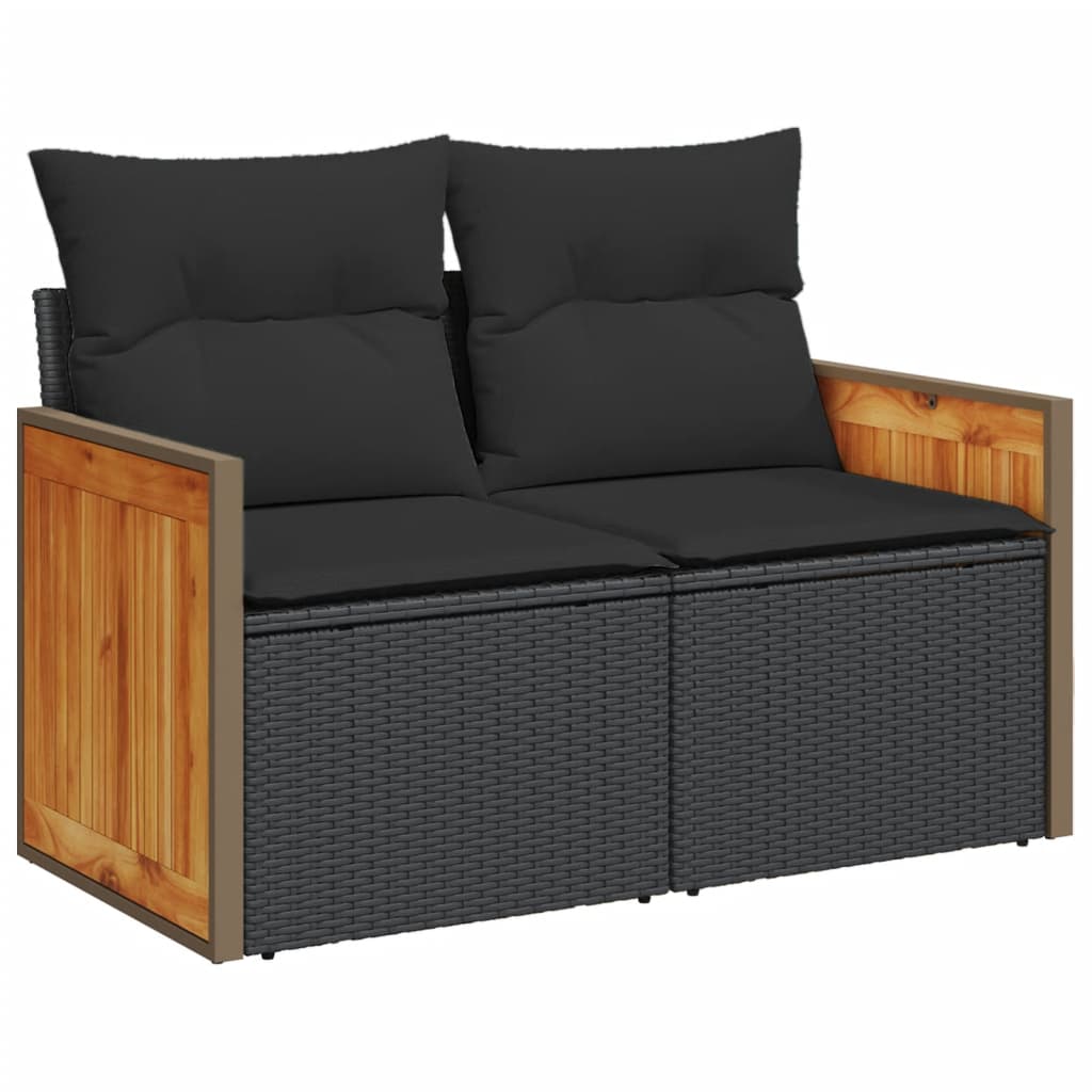 Set Divano da Giardino 6 pz con Cuscini Nero in Polyrattan - homemem39