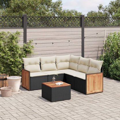 Set Divano da Giardino 6 pz con Cuscini Nero in Polyrattan | homemem39