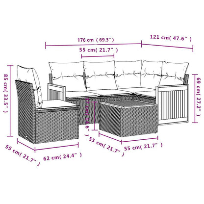 Set Divani da Giardino 6 pz con Cuscini Nero in Polyrattan | homemem39