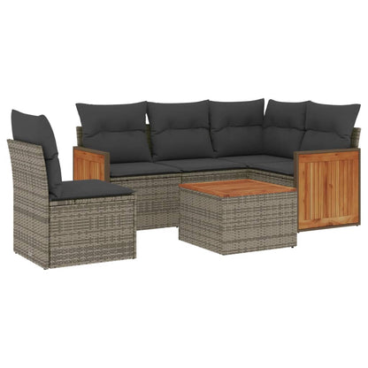 Set Divano da Giardino 6 pz con Cuscini Grigio in Polyrattan | homemem39