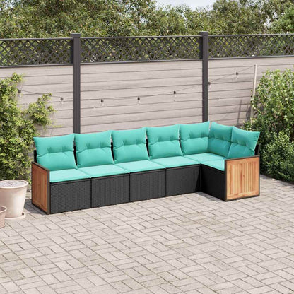 Set Divani da Giardino 6 pz con Cuscini Nero in Polyrattan | homemem39