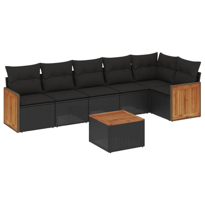 Set Divani da Giardino con Cuscini 7pz Nero Polyrattan - homemem39