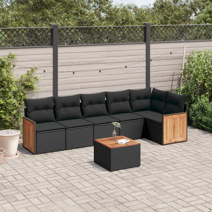 Set Divani da Giardino con Cuscini 7pz Nero Polyrattan - homemem39