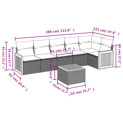 Set Divani da Giardino 7 pz con Cuscini Beige in Polyrattan | homemem39
