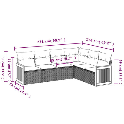 Set Divani da Giardino 6 pz con Cuscini Nero in Polyrattan | homemem39