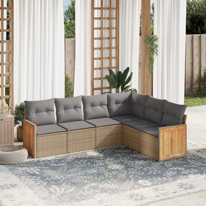 Set Divano da Giardino 6 pz con Cuscini Beige in Polyrattan | homemem39