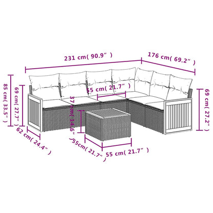 Set Divani da Giardino con Cuscini 7pz Nero Polyrattan | homemem39