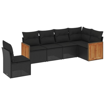 Set Divano da Giardino 6 pz con Cuscini Nero in Polyrattan - homemem39