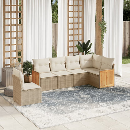 Set Divano da Giardino 6 pz con Cuscini Beige in Polyrattan | homemem39