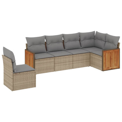 Set Divano da Giardino 6 pz con Cuscini Beige in Polyrattan - homemem39