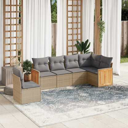 Set Divano da Giardino 6 pz con Cuscini Beige in Polyrattan | homemem39