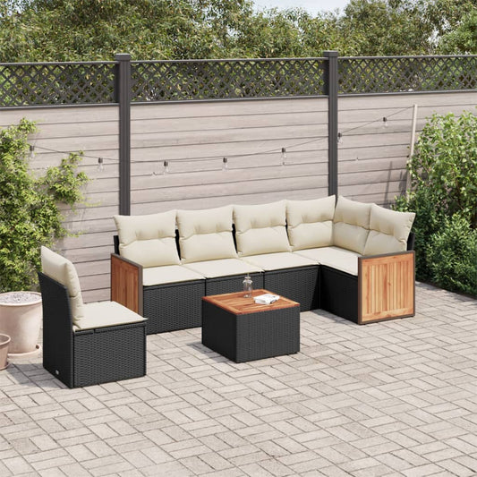 Set Divani da Giardino con Cuscini 7pz Nero Polyrattan - homemem39