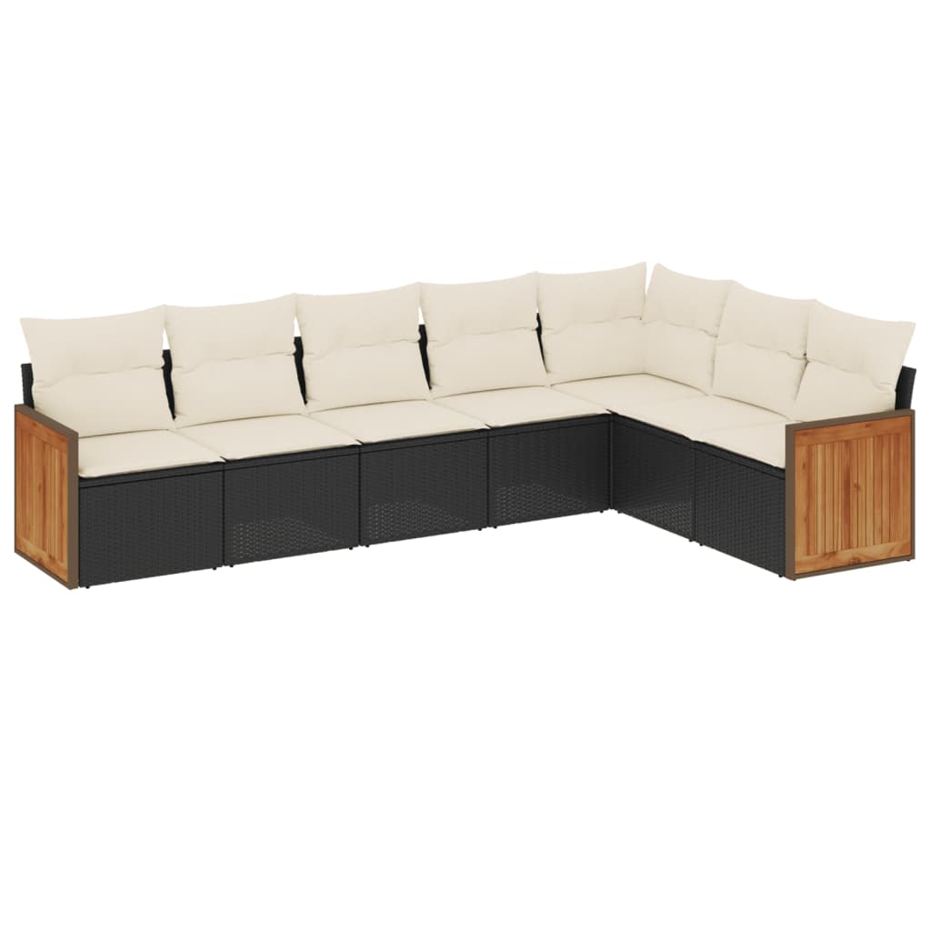 Set Divani da Giardino con Cuscini 7pz Nero Polyrattan | homemem39