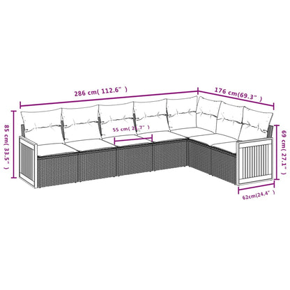 Set Divani da Giardino 7 pz con Cuscini Beige in Polyrattan | homemem39