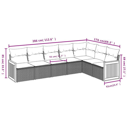 Set Divani da Giardino 7 pz con Cuscini Beige in Polyrattan - homemem39