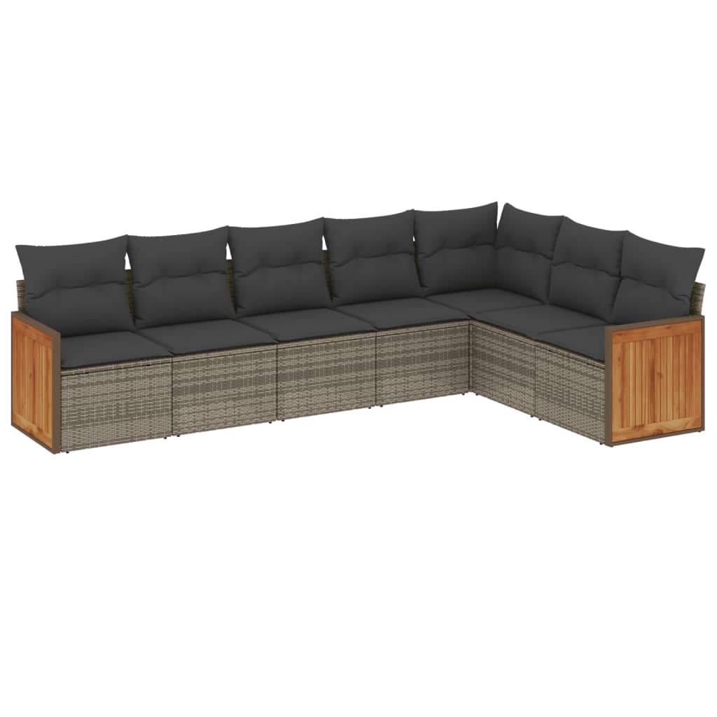 Set Divani da Giardino 7 pz con Cuscini Grigio in Polyrattan | homemem39