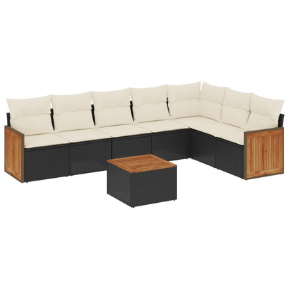 Set Divani da Giardino con Cuscini 8 pz Nero in Polyrattan - homemem39