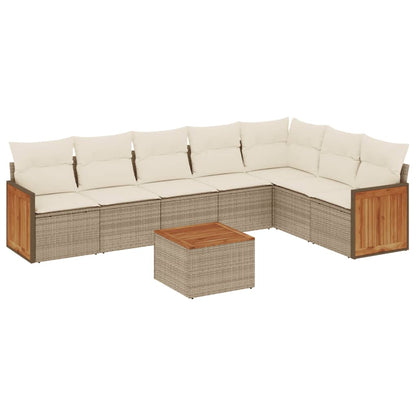 Set Divano da Giardino 8 pz con Cuscini Beige in Polyrattan | homemem39