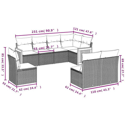 Set Divani da Giardino con Cuscini 8 pz Nero in Polyrattan | homemem39