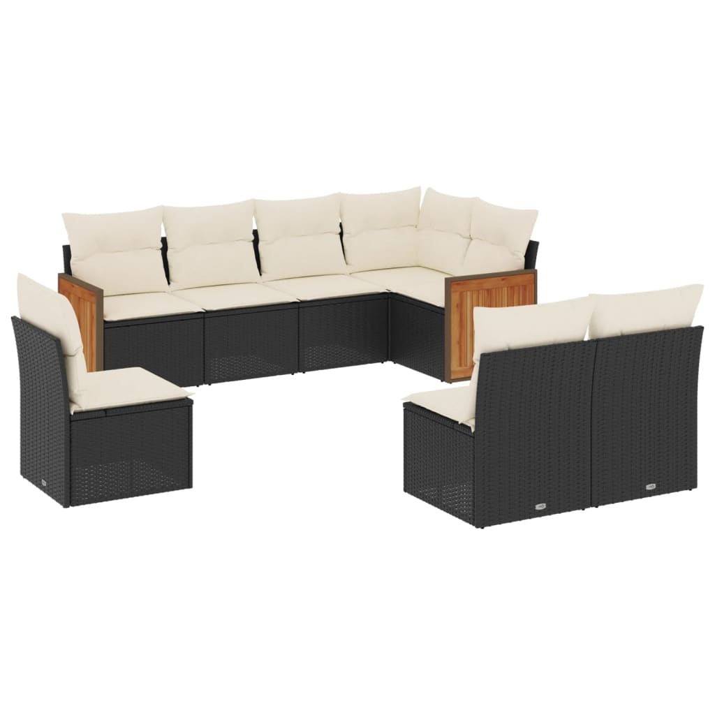 Set Divani da Giardino con Cuscini 8 pz Nero in Polyrattan | homemem39
