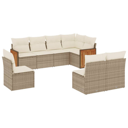 Set Divano da Giardino 8 pz con Cuscini Beige in Polyrattan - homemem39