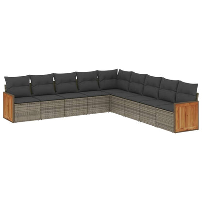 Set Divano da Giardino 9 pz con Cuscini Grigio in Polyrattan | homemem39
