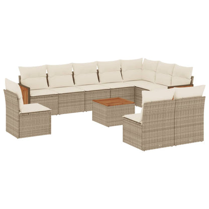 Set Divani da Giardino 11 pz con Cuscini Beige in Polyrattan | homemem39